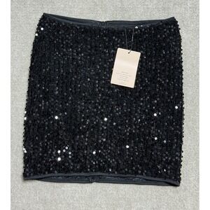 Shein Sheinbae Sequin Skirt Sparkly Mini Shiny Dance Club Rave Party Small Black